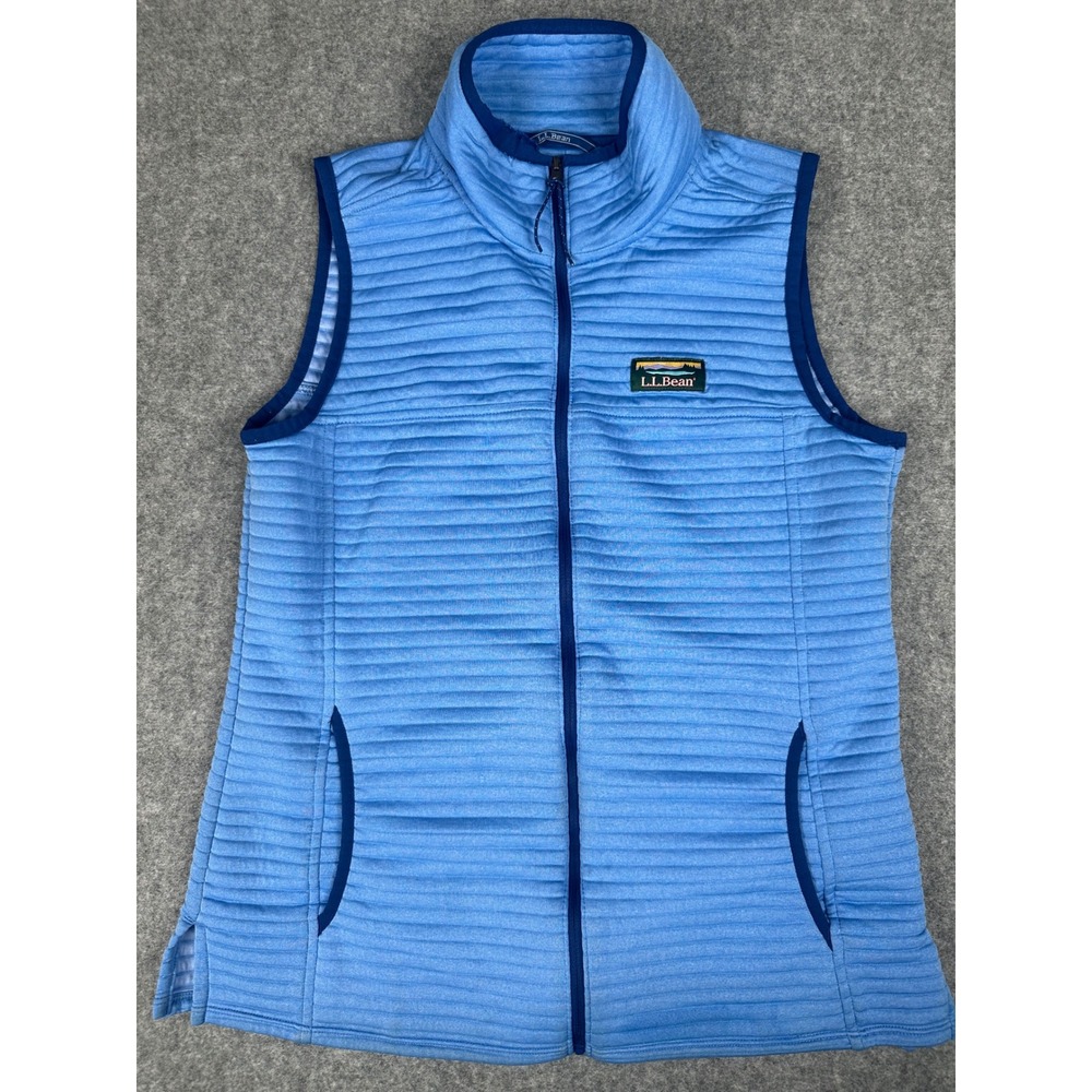 LLBean Womens Quilted‎ Puffer Vest Blue Full Zip Pockets XS Regular READ DESC